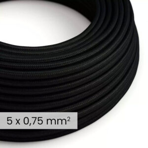 DALI tekstilni električni kabel 5x0,75 mm² u karbonskoj crnoj boji (RM04) – fleksibilni okrugli kabel za rasvjetu.