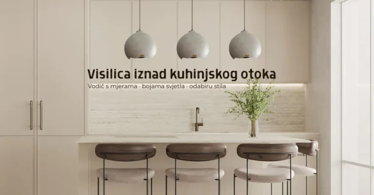 Tri prilagođene visilice s tekstilnim kabelom iznad kuhinjskog otoka — rasvjeta po mjeri DUMA Store